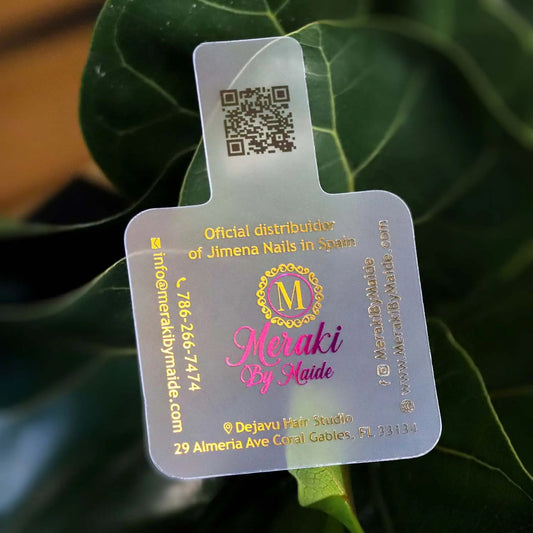 Professional Nail Tech Cards | Custom Frosted Plastic with QR & Foil BcardsCreation