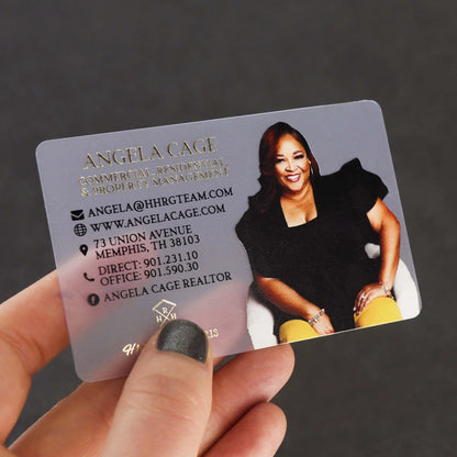 Real Estate Clear Plastic Business Cards | Full Color Printing and Foil | Realtor Custom Design BcardsCreation