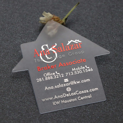 Unique House Shaped Business Cards for Real Estate — Foil-Stamped Frosted Plastic BcardsCreation