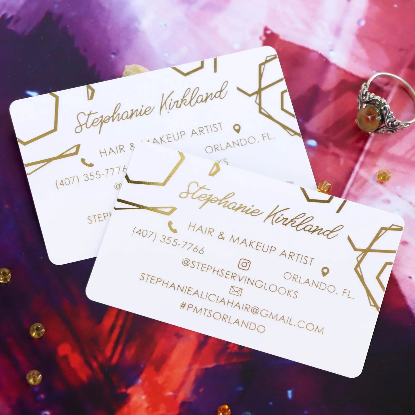 White Matte Plastic Business Cards | Holographic, Gold, Silver Foil Stamping BcardsCreation
