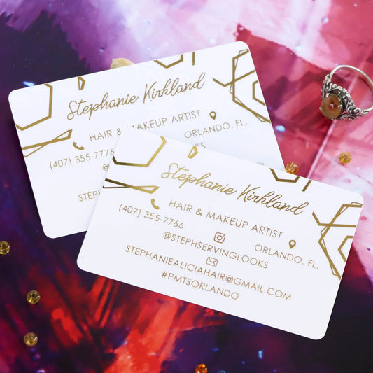 White Matte Plastic Business Cards | Holographic, Gold, Silver Foil Stamping BcardsCreation