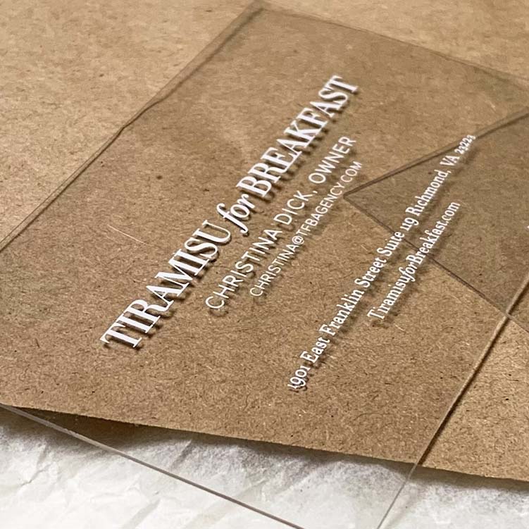 White Foil Printed Business Cards | White on Clear Plastic Cards | White Printing BcardsCreation