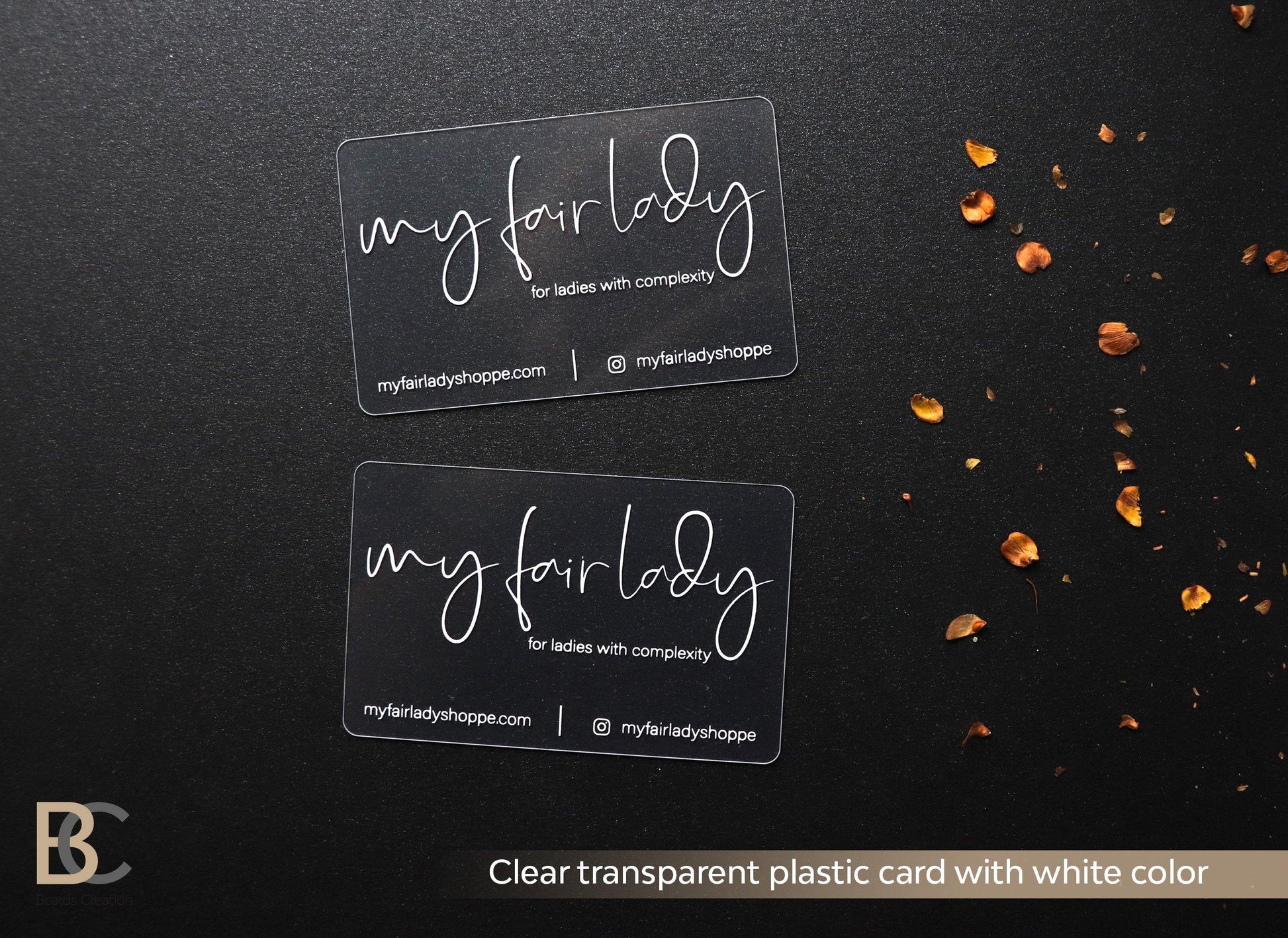 White Printing On Clear plastic | Silkscreen Printed | Frosted Business Cards - BcardsCreation