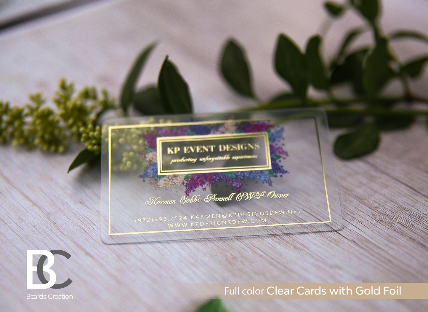 Luxury Business Cards on Clear Transparent Plastic | Foiling with Full Color Printing