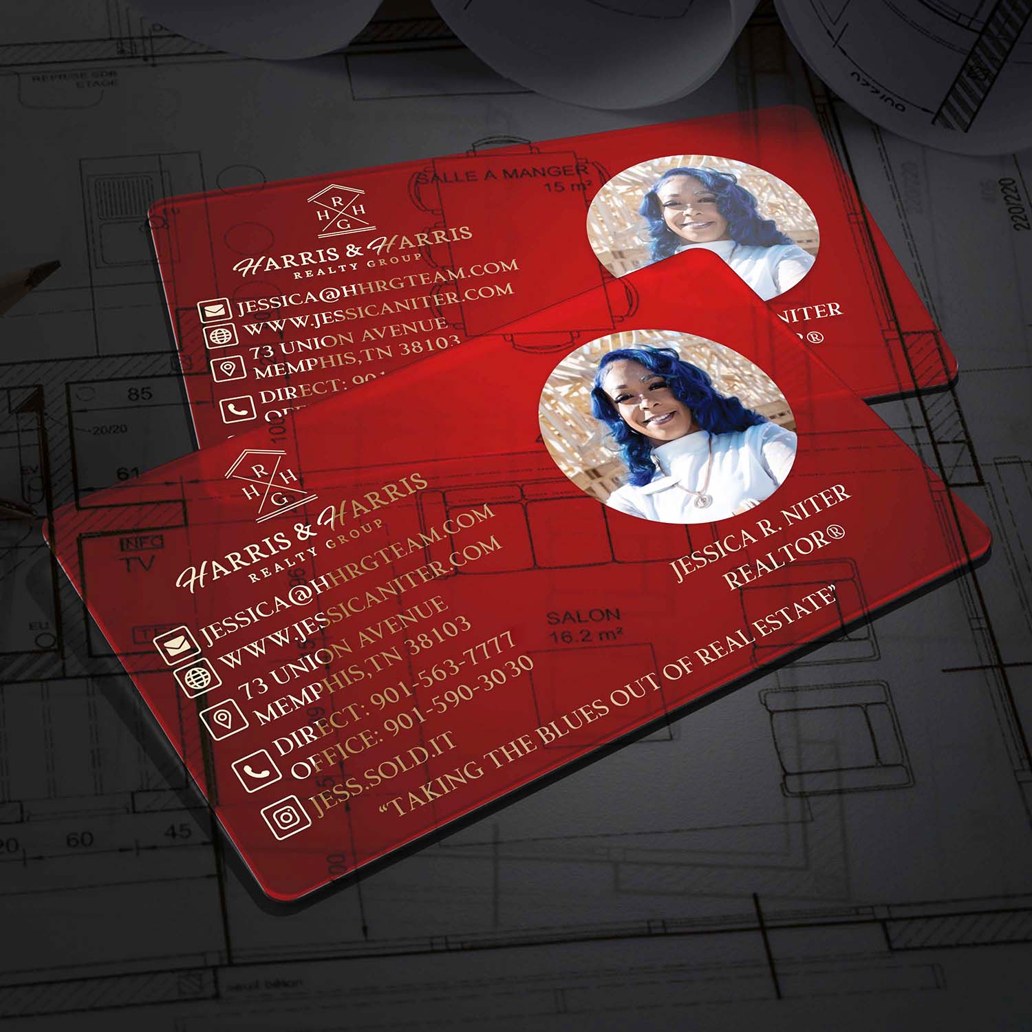 Real Estate Clear Plastic Business Cards | Full Color Printing and Foil | Realtor Custom Design | BcardsCreation | Bcards