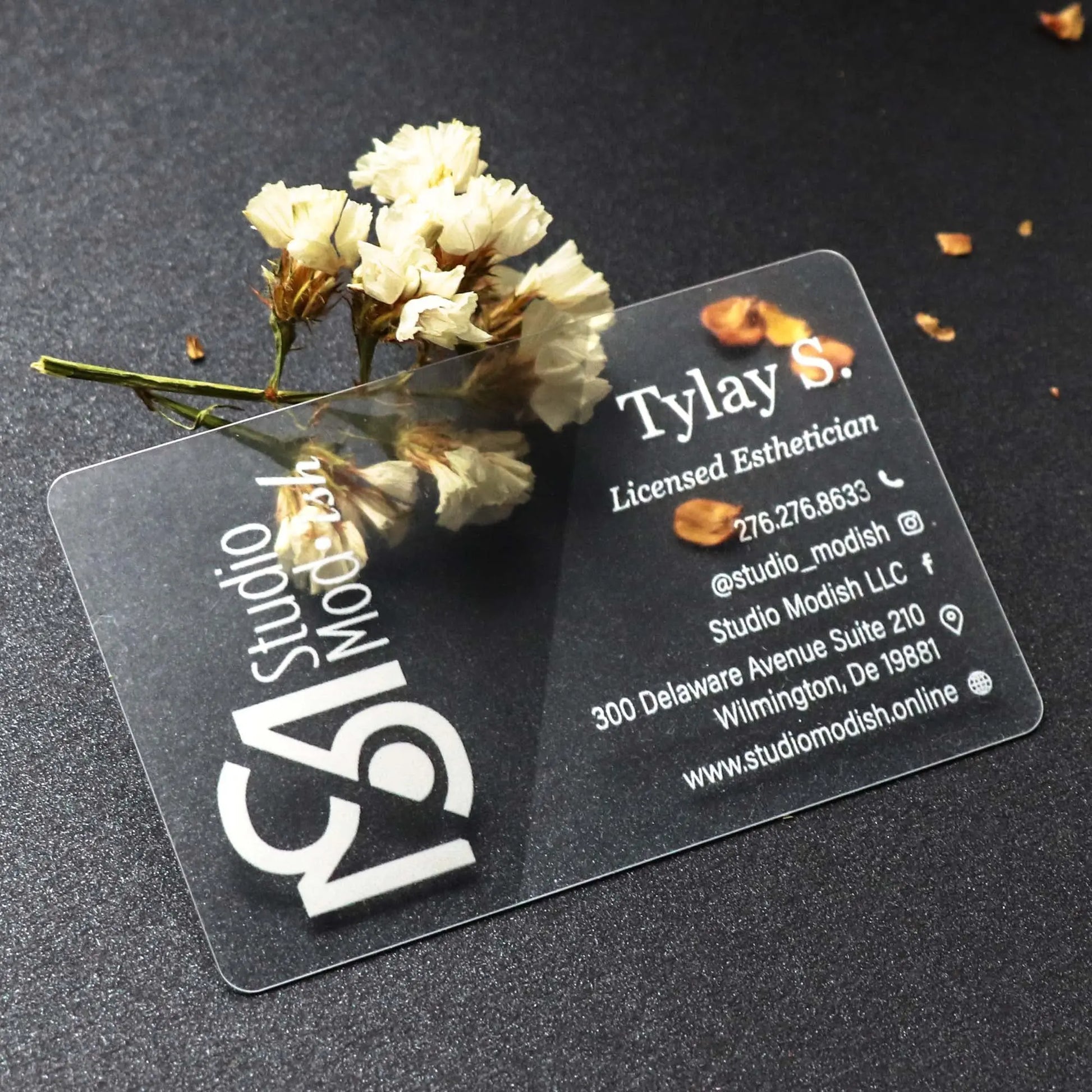 White Foil on Clear Business Card Luxury Business Cards