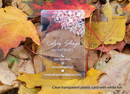 White Printing On Clear plastic | Silkscreen Printed | Frosted Business Cards - BcardsCreation