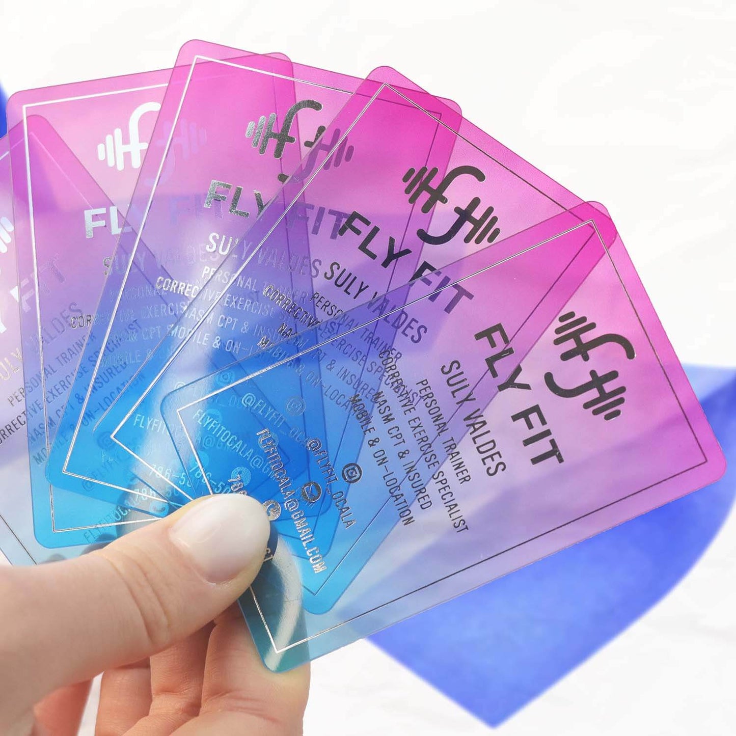 Clear Full Color Silver Foil Plastic Business Cards