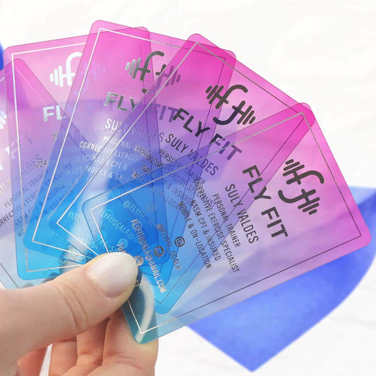 Clear Full Color Silver Foil Plastic Business Cards