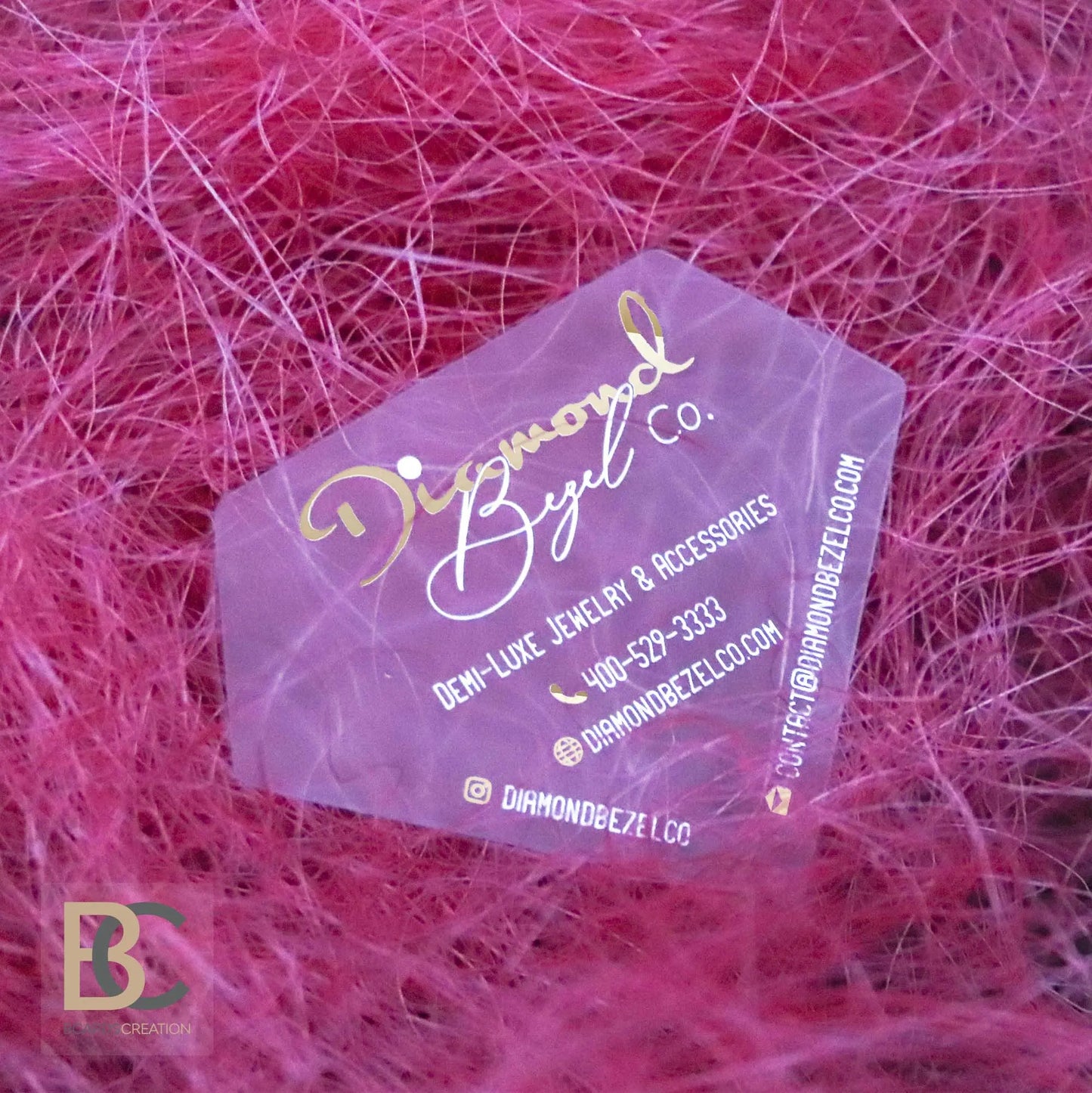 Diamond Business Cards, Frosted Plastic, Custom shape card 