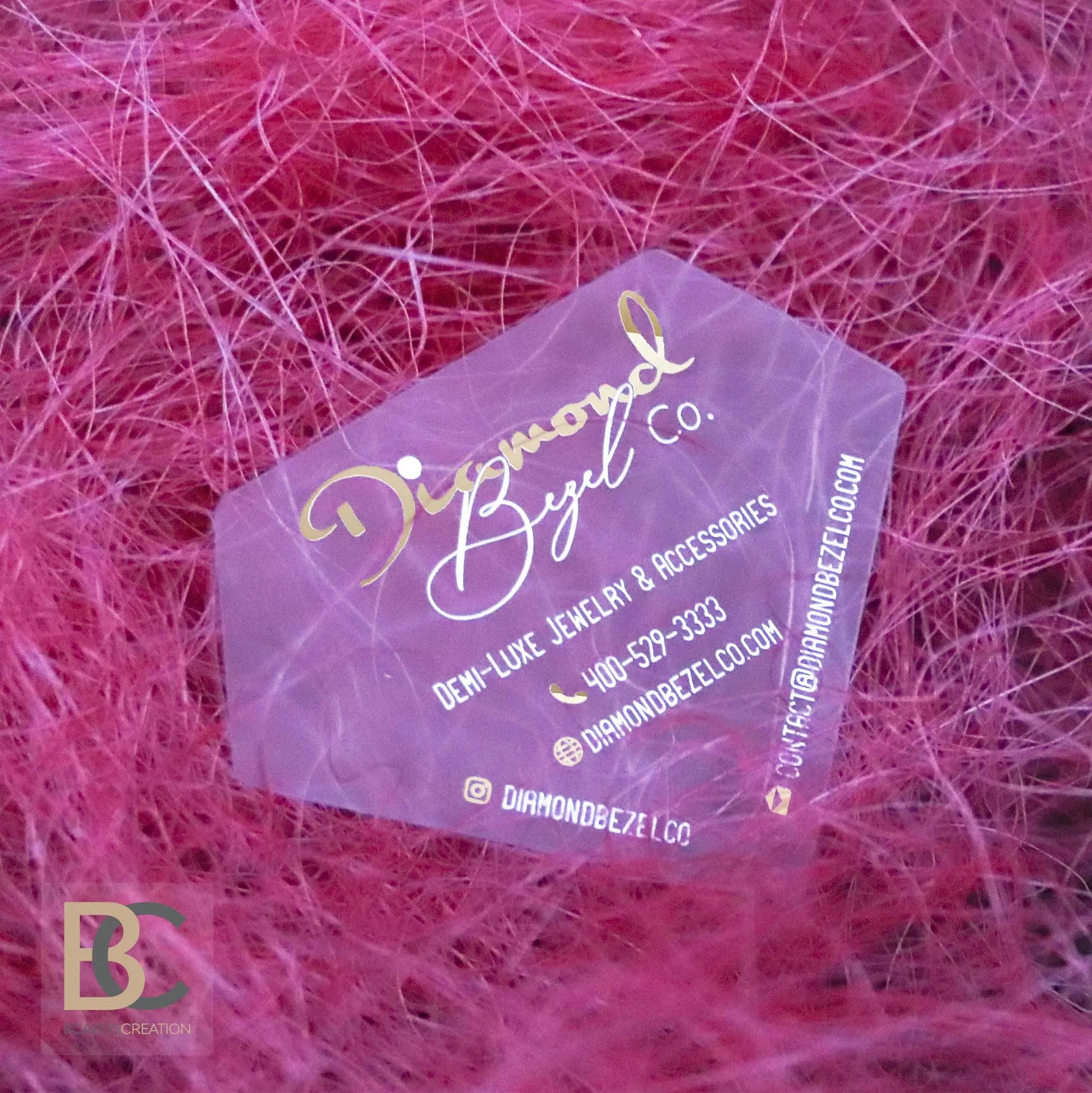 Diamond Business Cards, Frosted Plastic, Custom shape card 