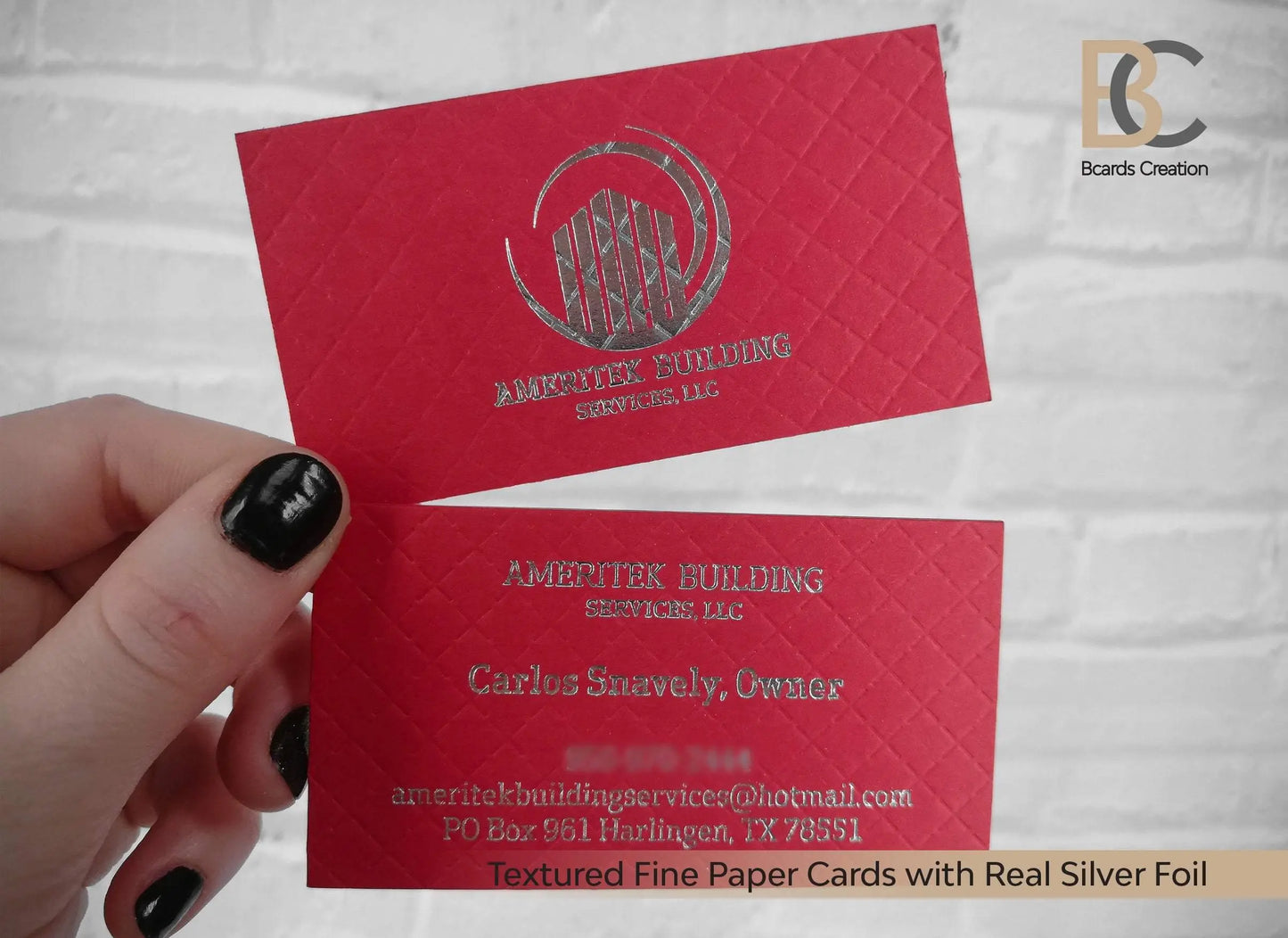 Fine Paper Textured Business Card with Real Gold / Silver Foils, Double layered Textured Paper Foiled Unique Business Cards - BcardsCreation