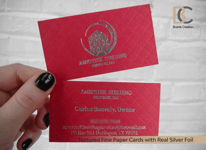 Fine Paper Textured Business Card with Real Gold / Silver Foils, Double layered Textured Paper Foiled Unique Business Cards - BcardsCreation
