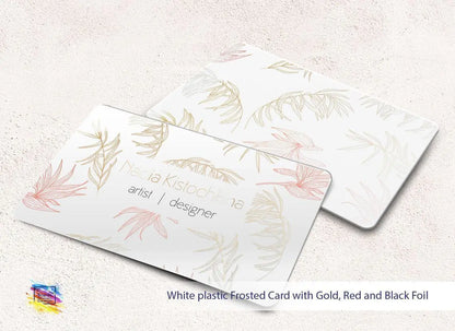 Frosted White plastic, 1-3 foils,  PVC Plastic Business Card,  Real Gold Silver Holographic Foil Stamping - BcardsCreation