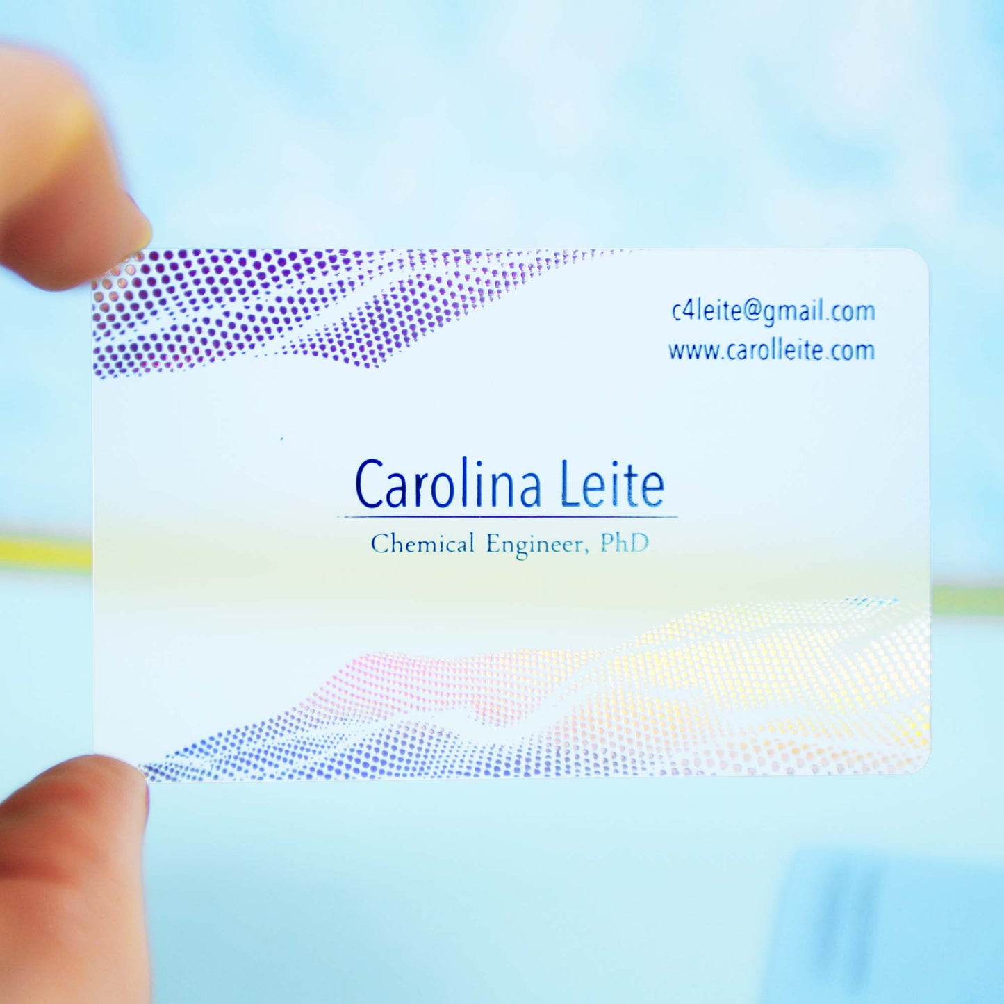 Frosted Plastic Business Cards - Holographic and Silver foils