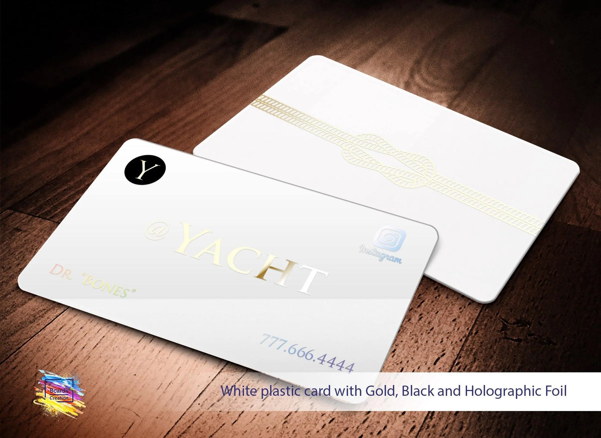 Full color Glossy Plastic Business Cards | Holographic Foil Stamping BcardsCreation