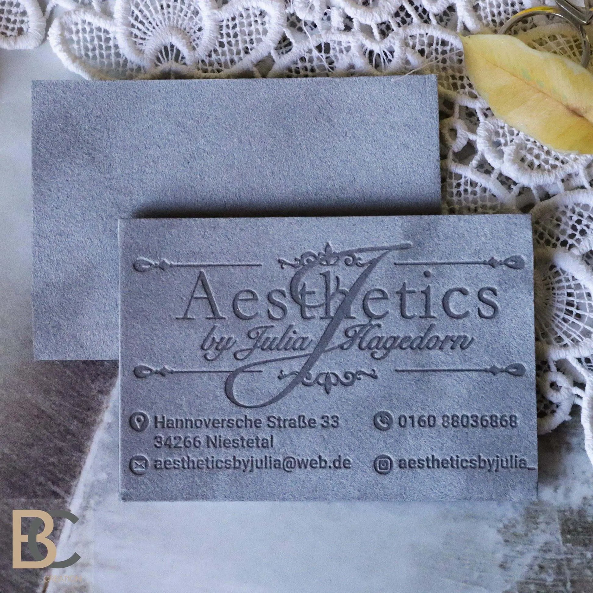GRAY or COLORED VELVET Thick Multilayer Business Cards | Blind Debossing BcardsCreation