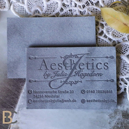 GRAY or COLORED VELVET Thick Multilayer Business Cards | Blind Debossing BcardsCreation