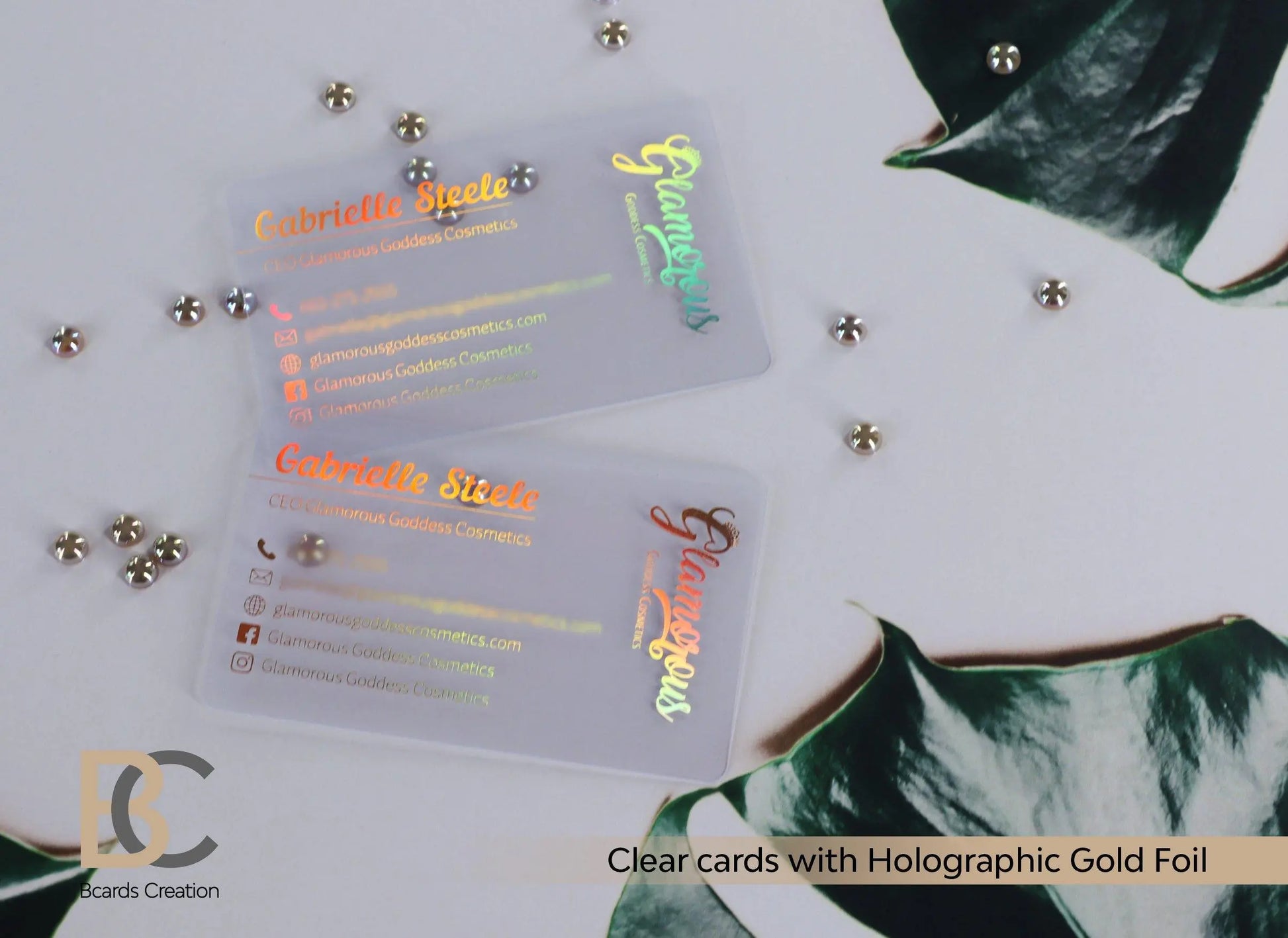 Holographic Foil Business Cards | Clear Transparent Plastic