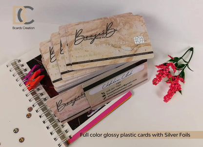 Marble Glossy Plastic Business Card for Real Estate agent, Event Creator, Entrepreneur with Real Gold Foil - BcardsCreation