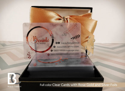 Clear, Transparent Plastic Business Cards,  Full color Printing, 1-3 Foil.  Personalized Cards - BcardsCreation