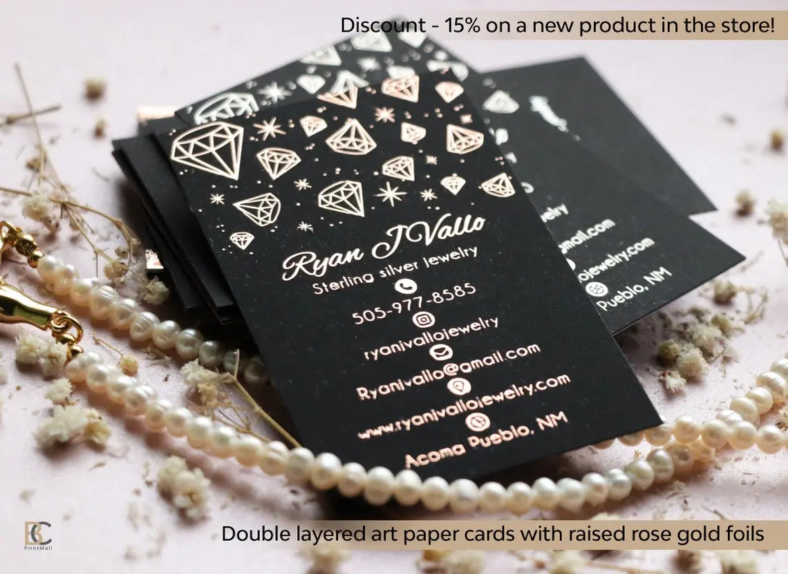 Raised foil business cards. Soft touch finish, Colored art extra hard 40 pt paper BCardsCreation