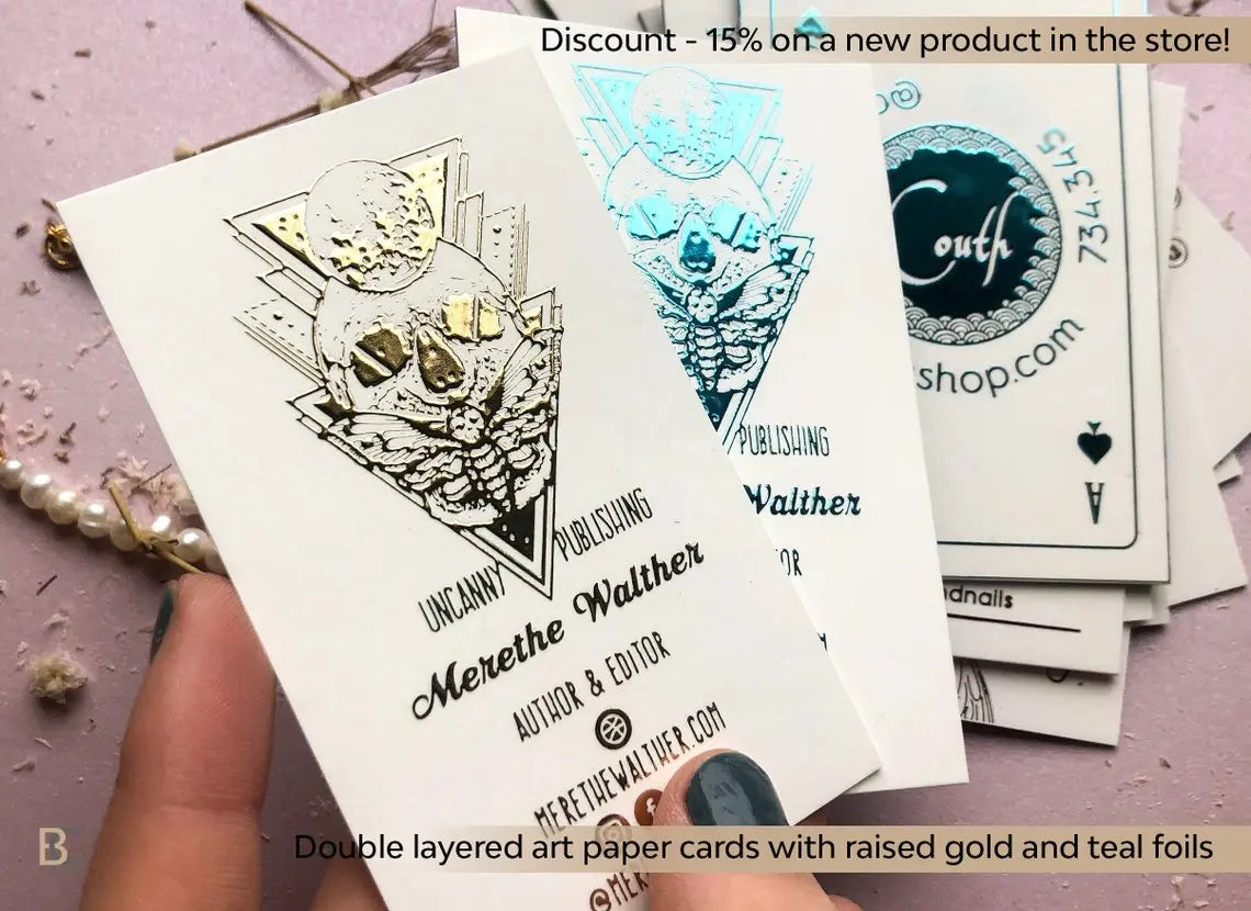 Raised foil business cards. Soft touch finish, Colored art extra hard 40 pt paper BCardsCreation
