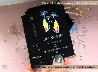 Raised foil business cards. Soft touch finish, Colored art extra hard 40 pt paper BCardsCreation