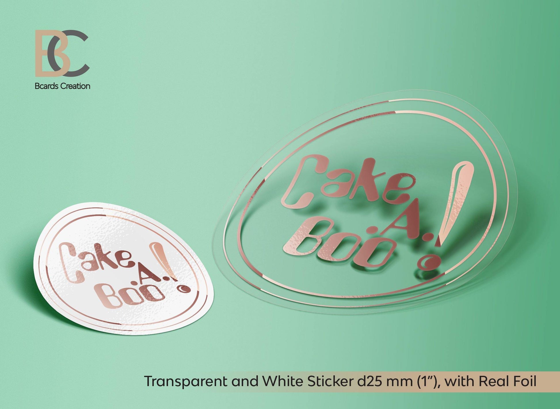 1" Custom Round Stickers, d25 mm, 1 inch, Transparent Stickers, White Stickers, Adhesive Stickers, Foiled Stickers - BcardsCreation
