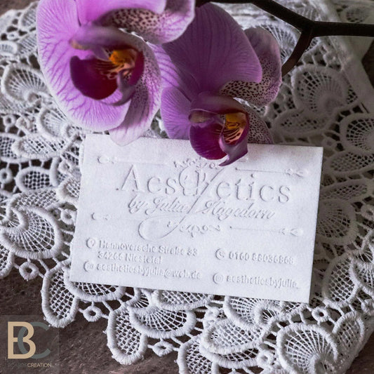 WHITE or COLORED VELVET Thick Multilayer Business cards | Blind Debossing BcardsCreation