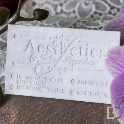 WHITE or COLORED VELVET Thick Multilayer Business cards | Blind Debossing BcardsCreation