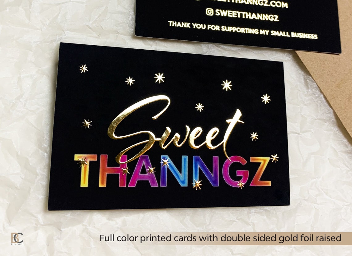 Full-color raised foil business cards, Cardstock 24 pt paper, Soft touch finish BCardsCreation