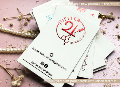 Raised foil business cards. Soft touch finish, Colored art extra hard 40 pt paper BCardsCreation