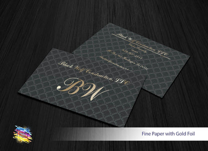 Fine Paper Textured Business Card with Real Gold / Silver Foils, Double layered Textured Paper Foiled Unique Business Cards BcardsCreation