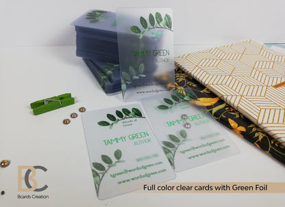 Clear, Transparent Plastic Business Cards,  Full color Printing, 1-3 Foil.  Personalized Cards - BcardsCreation