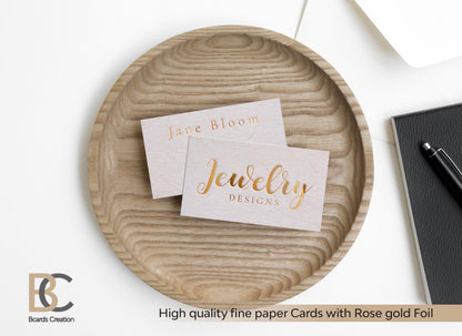 Fine paper business cards with real foil | Custom Embossed Rose Gold Foil, Calligraphy, Photographer, Event Planner, Simple Fine paper business cards with real foil | Custom Embossed Rose Gold Foil, Calligraphy, Photographer, Event Planner, Simple Business_cards, foil_stamping BcardsCreation