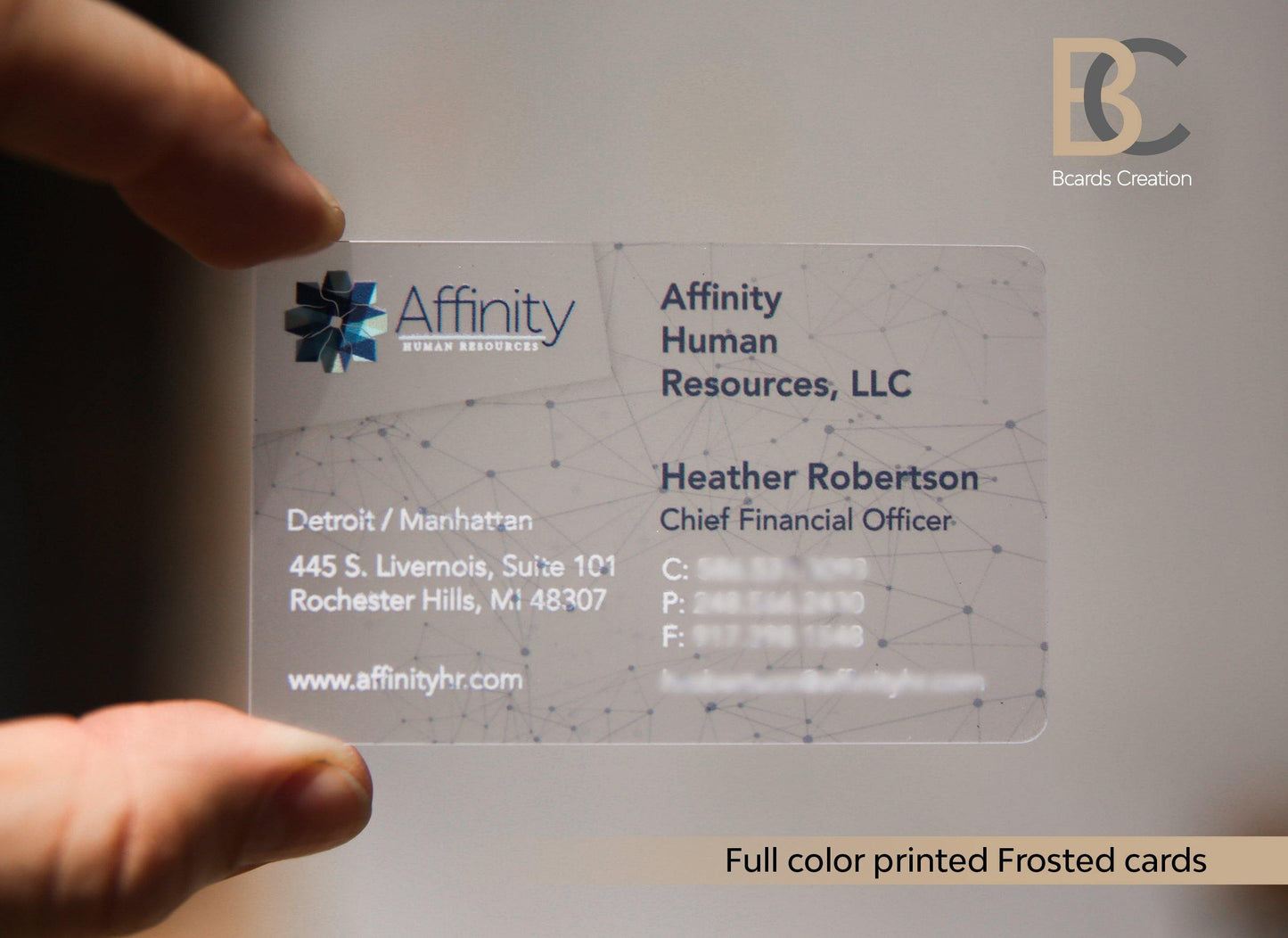 Transparent Card Plastic PVC Frosted Personalized Business Name Cards Custom Design Clear Business Card - BcardsCreation
