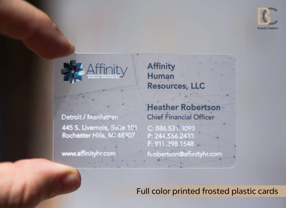 Full Color printing w/white UV | Translucent Frosted Finish | Matte Coating Business Cards Full Color printing w/white UV | Translucent Frosted Finish | Matte Coating Business Cards Business_cards, Frosted_Card, Plastic_Cards Transparent Business Cards