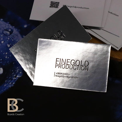 MIRROR EFFECT Business Card Thick Multilayered | Metallic effect | Silver cards with | Reflection | Foil stamping Embossing Debossing - BcardsCreation