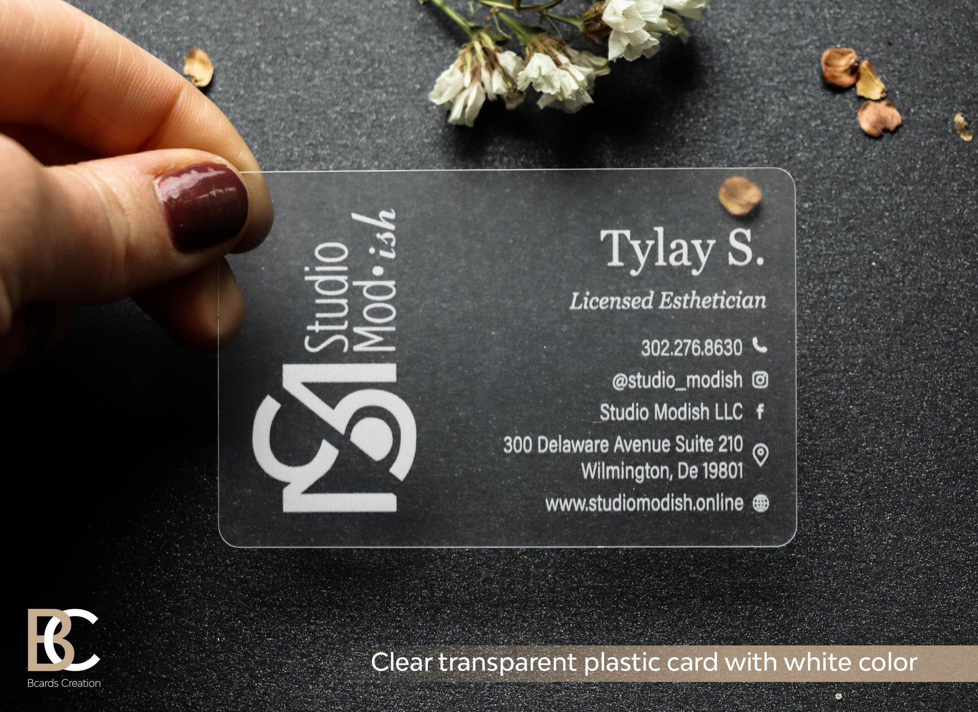 WHITE printing on clear plastic | Silkscreen Printed Plastic Transparent Frosted Business Cards PVC Personalized Design Custom Business Card - BcardsCreation