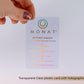 MONAT LOGO Clear Business card with Holographic gold, Neon foil. Glossy Transparent Plastic Business Cards, 1-3 Foils - BcardsCreation